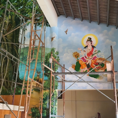 Thi Công Vẽ Tranh Tường Phật Giáo Tại Long An
