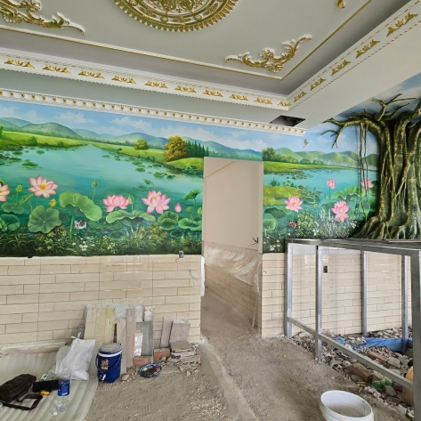 Thi Công Vẽ Tranh Tường Trang Trí Phòng Thờ Tại Bình Dương