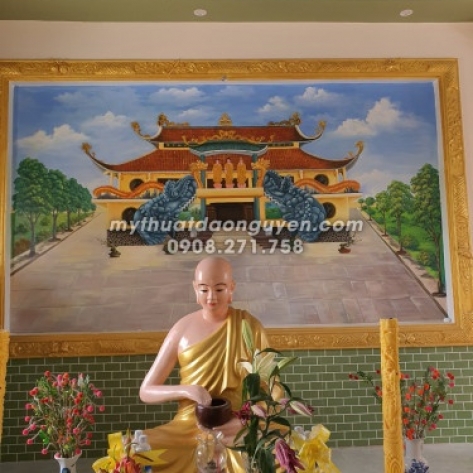 Tìm đâu ra địa chỉ chuyên vẽ tranh tường Phật giáo đẹp tinh xảo