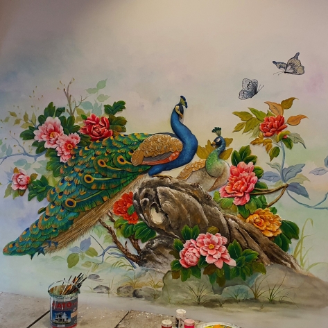 Tranh Phù Điêu Công và Mẫu Đơn