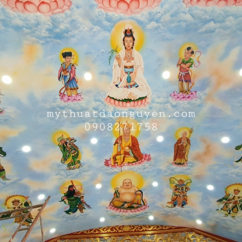 Ý nghĩa tranh tường Phật giáo trong chùa và phòng thờ