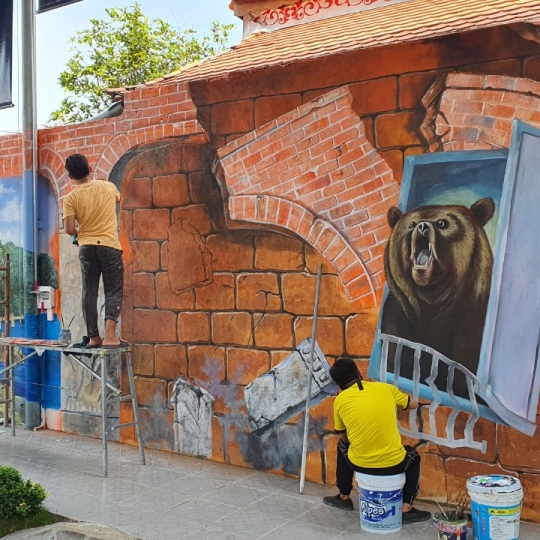 Vẽ Tranh Tường 3D Cho Quán Cafe