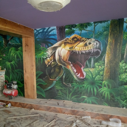 Vẽ Tranh Tường 3D Khủng Long 