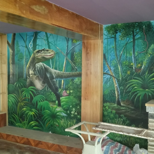 Vẽ Tranh Tường 3D Khủng Long 
