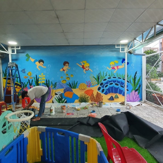 Vẽ Tranh Tường Mầm Non Chủ Đề Đại Dương