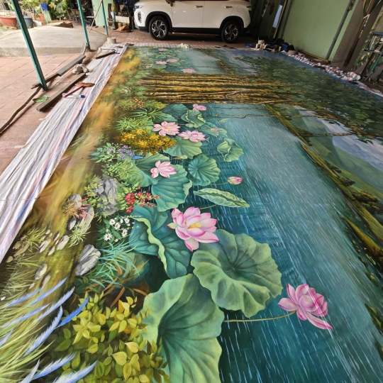 Tranh Canvas Vẽ Cây Bồ Đề Kích Thước 5mx8m