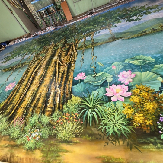 Tranh Canvas Vẽ Cây Bồ Đề Kích Thước 5mx8m