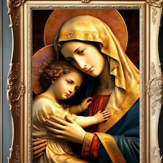 Tranh Công Giáo Đức Mẹ Maria Bế Chúa Hài Đồng