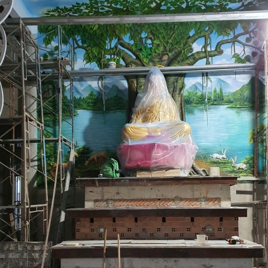 Tranh Đắp Vẽ Phù Điêu Cây Bồ Đề Chánh Điện