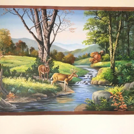 Tranh Phong Cảnh Đàn Hươu Bên Suối
