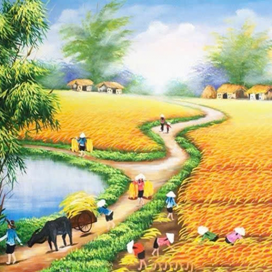 Tranh Sơn Dầu Cánh Đồng Lúa Chín