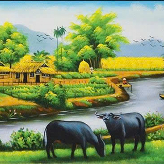 Tranh Sơn Dầu Cánh Đồng Lúa Chín