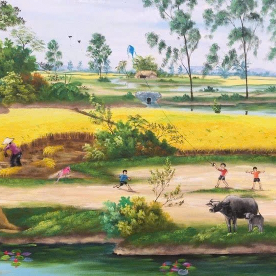Tranh Sơn Dầu Cánh Đồng Lúa Chín