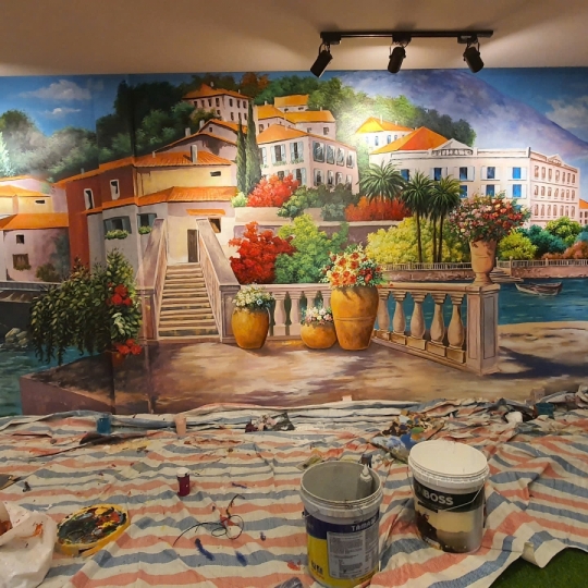 Tranh Tường 3D Phong Cảnh Địa Trung Hải