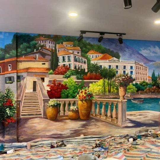 Tranh Tường 3D Phong Cảnh Địa Trung Hải