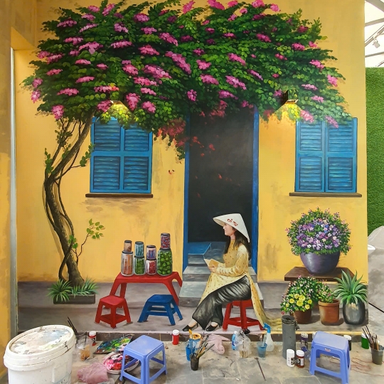 Tranh Tường 3D Trang Trí Quán Ăn