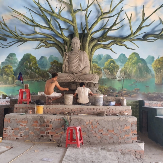 Tượng Bổn Sư Ngồi Đài Sen Sơn Dát Vàng