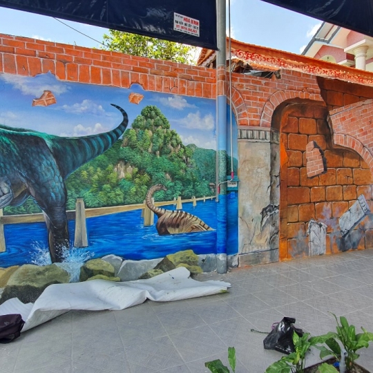Vẽ Tranh Tường 3D Cho Quán Cafe