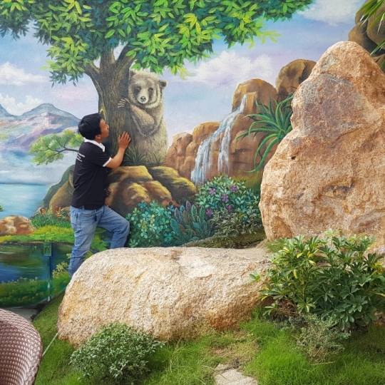 Vẽ Tranh Tường 3D Gấu