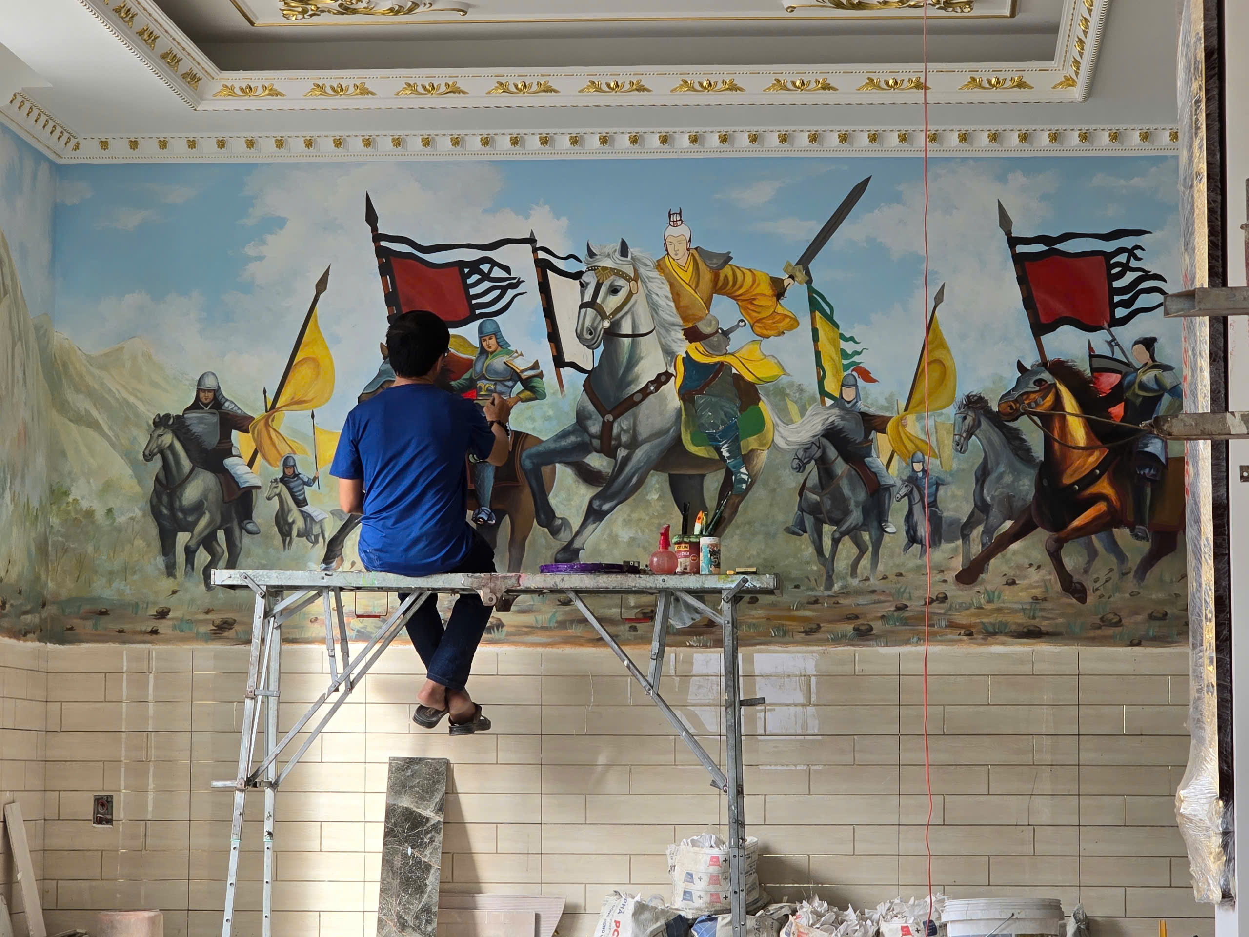 vẽ tranh phòng thờ theo yêu cầu