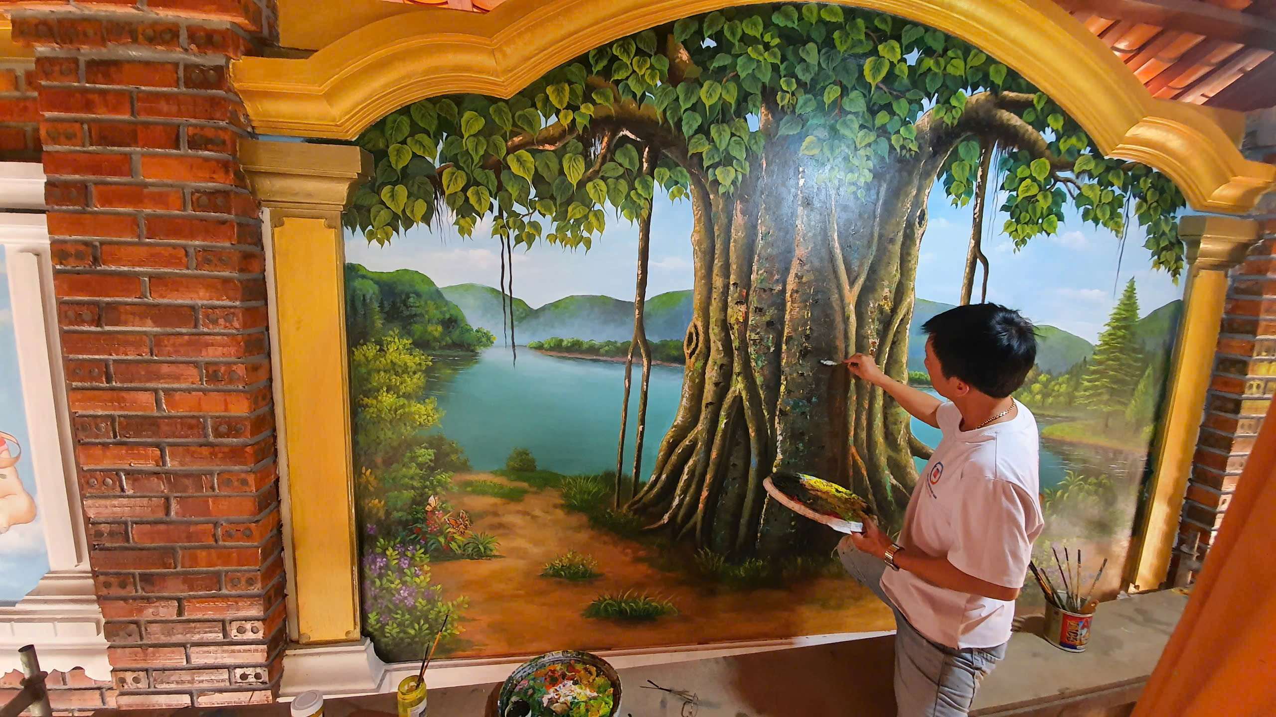 vẽ tranh tường phật giáo