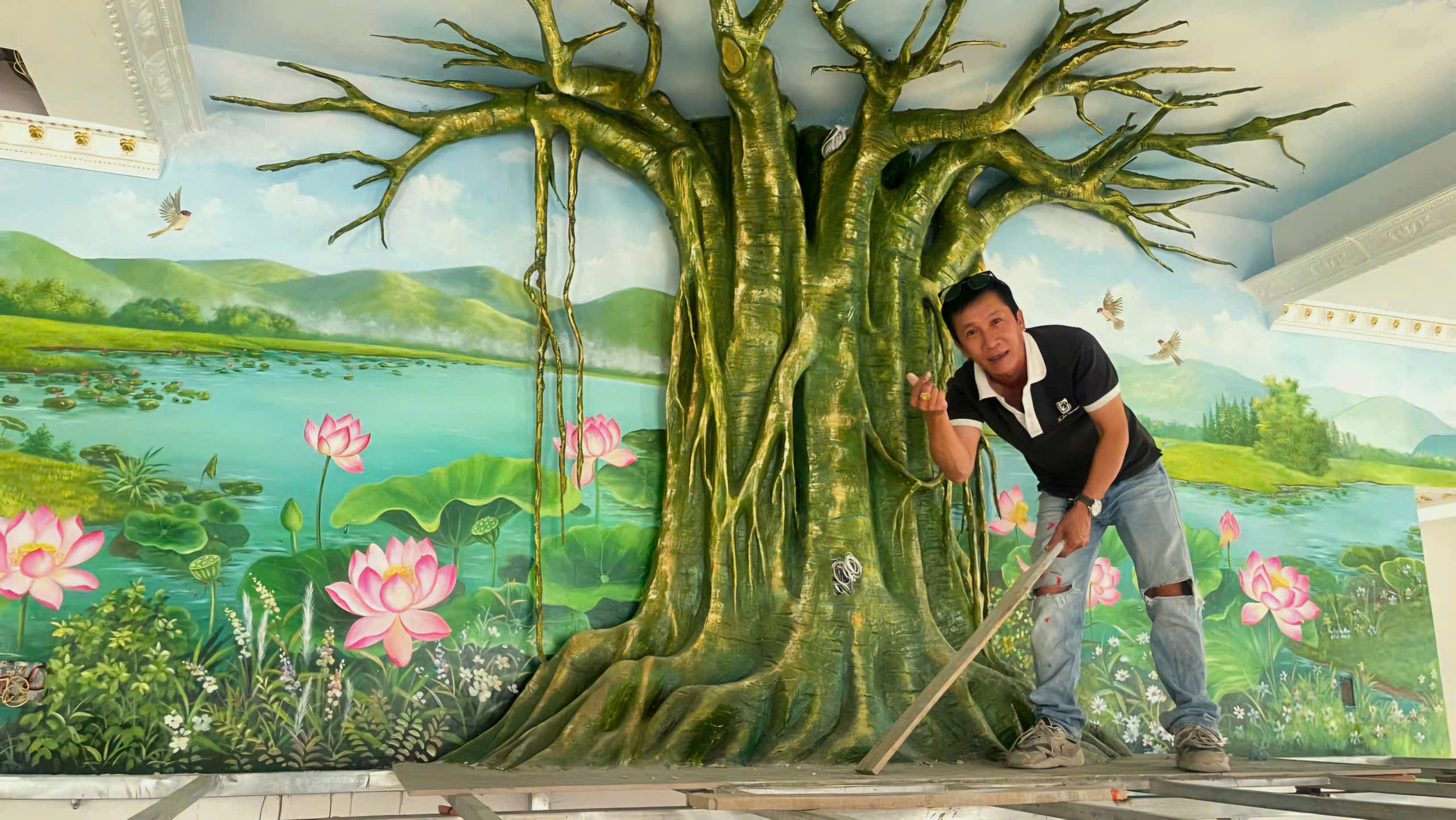 vẽ tranh tường phật giáo