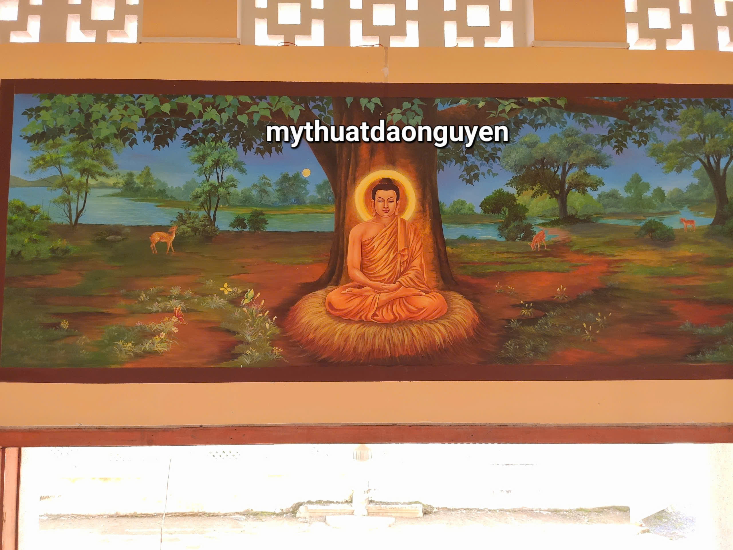 Tranh Phật giáo vẽ tay theo yêu cầu cho chùa, phòng thờ