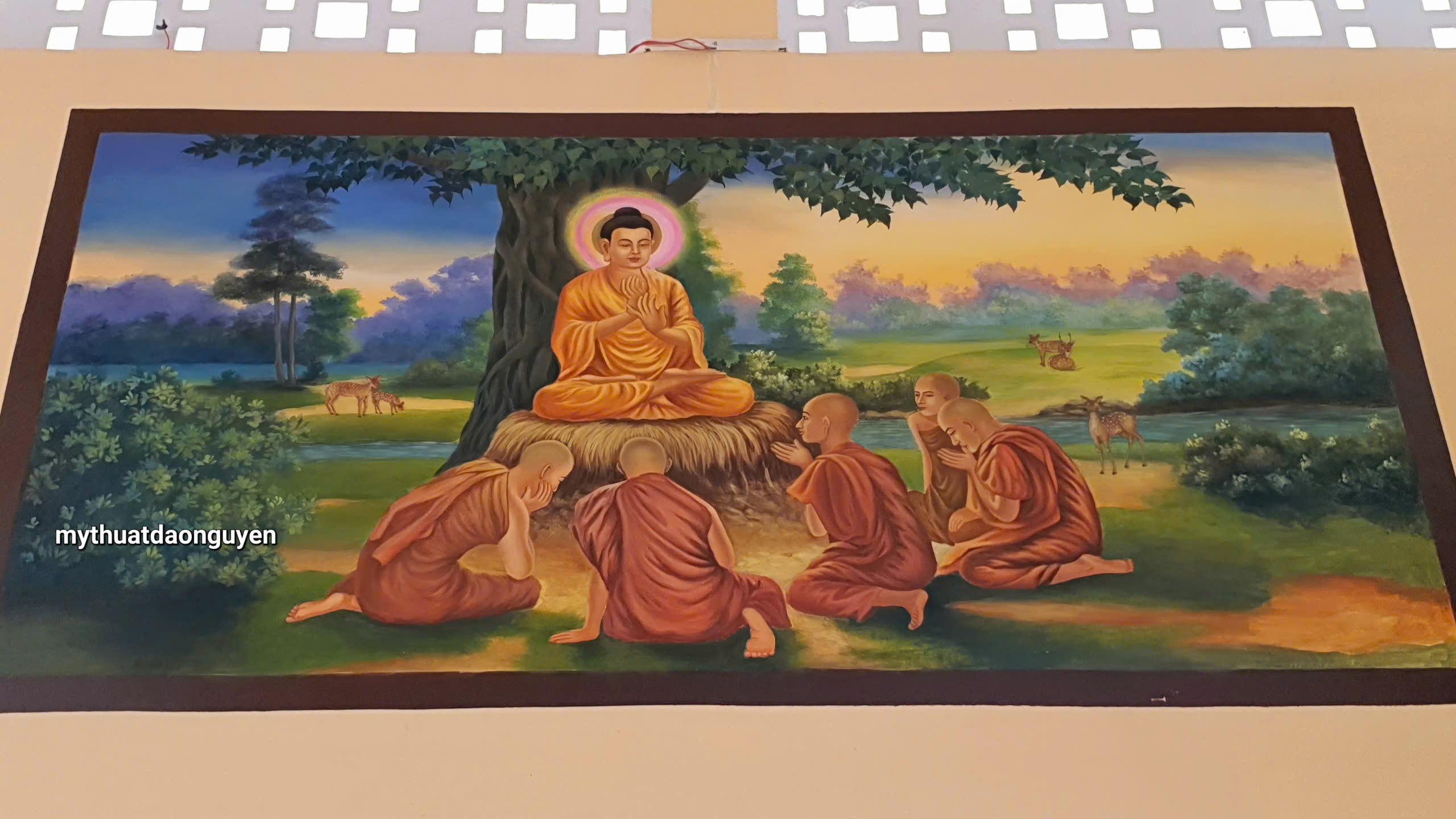 Tranh Phật giáo vẽ tay theo yêu cầu cho chùa, phòng thờ