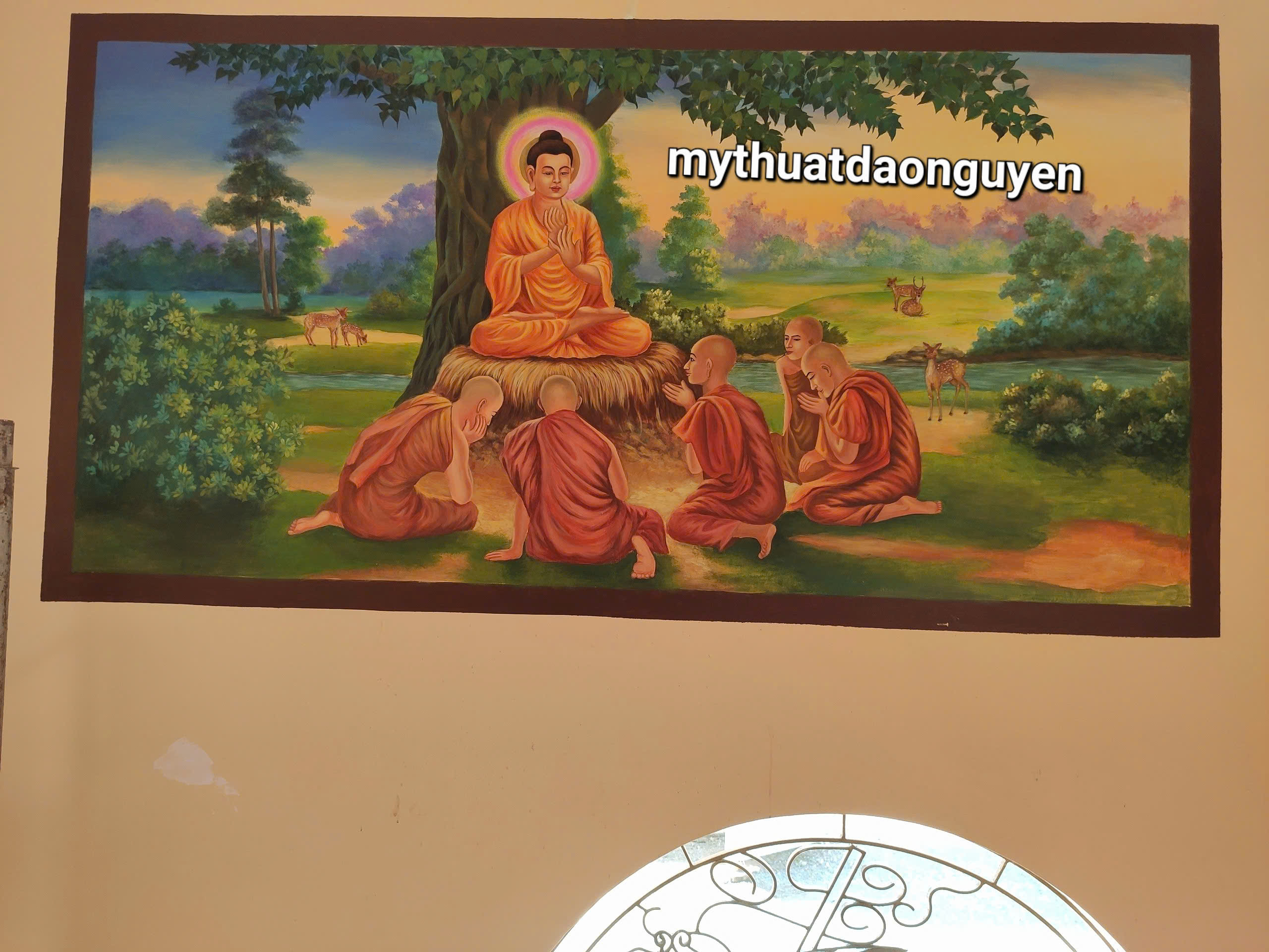 Tranh Phật giáo vẽ tay theo yêu cầu cho chùa, phòng thờ