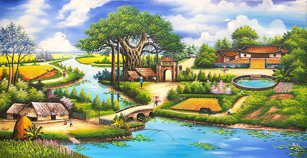 tranh-son-dau-phong-canh-dong-que