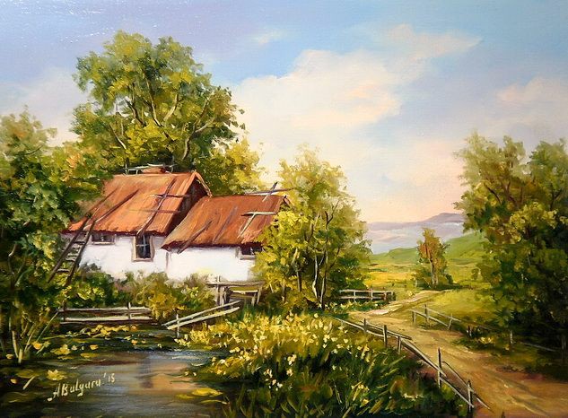 tranh sơn dầu phong cảnh làng quê Việt Nam