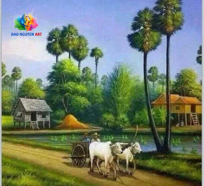 Tranh sơn dầu phong cảnh đồng quê