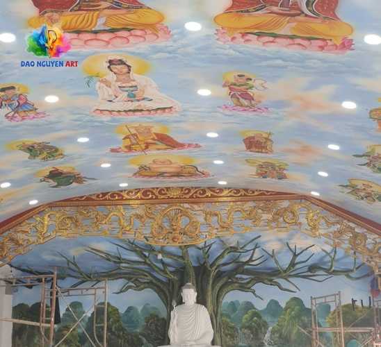 vẽ tranh tường Phật Giáo đẹp