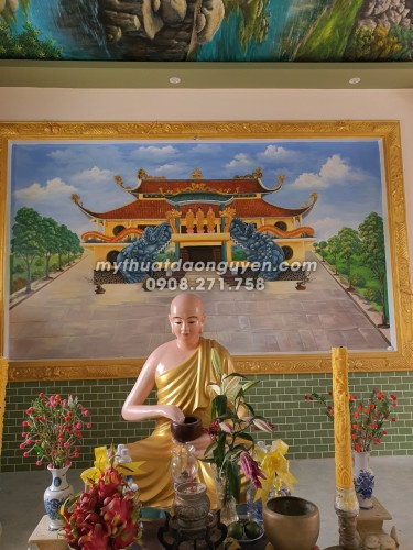 Vẽ tranh tường Phật giáo đẹp tinh xảo