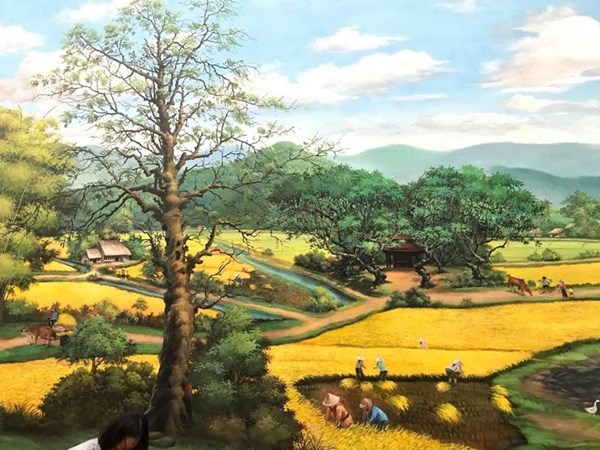 vẽ tranh tường phong cảnh đồng quê