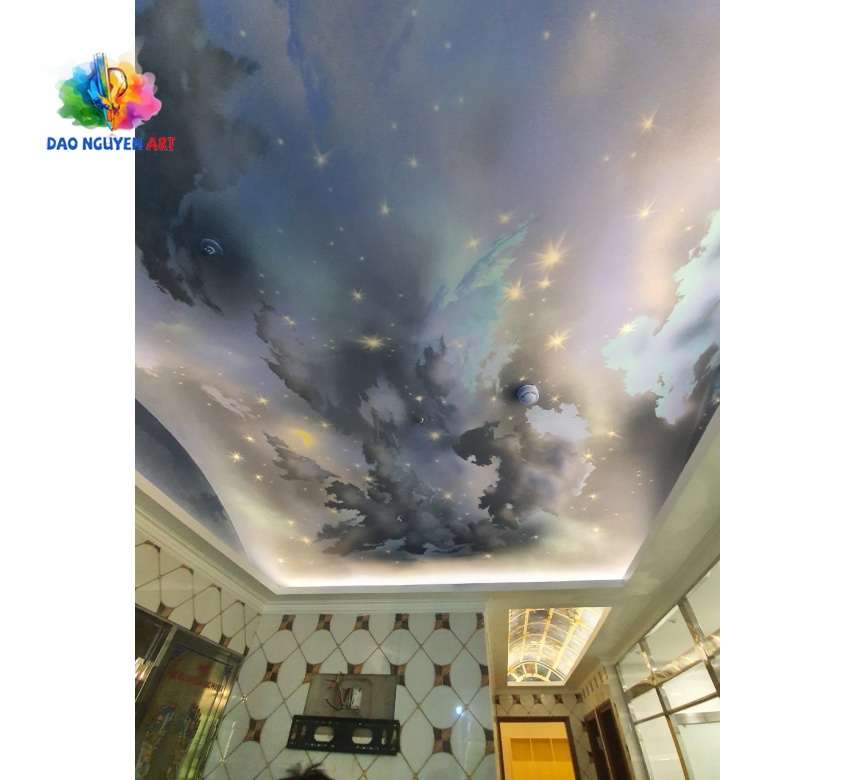 Làm mới không gian sống với tranh vẽ tường trần nhà