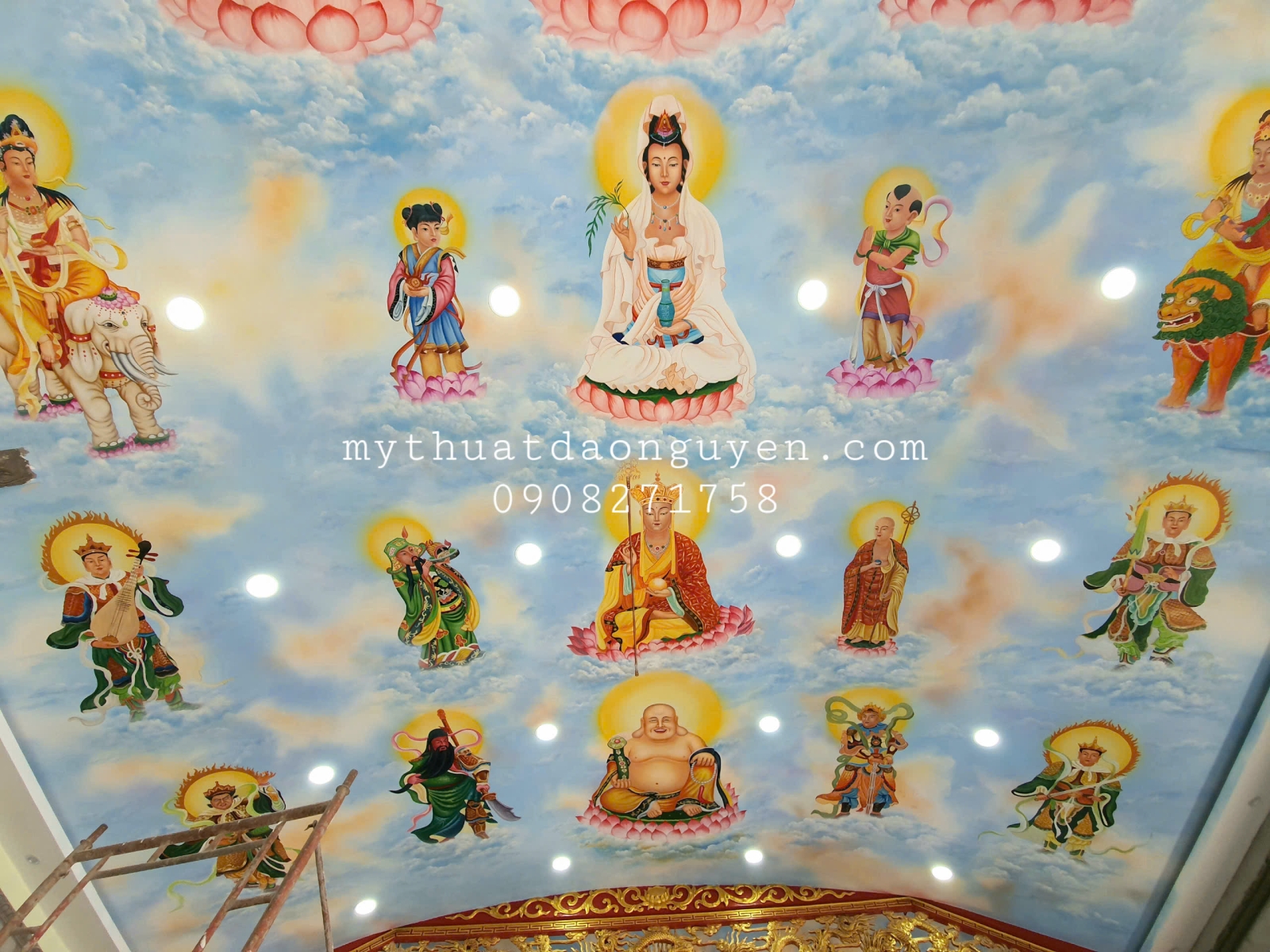 Ý nghĩa tranh tường Phật giáo trong chùa và phòng thờ